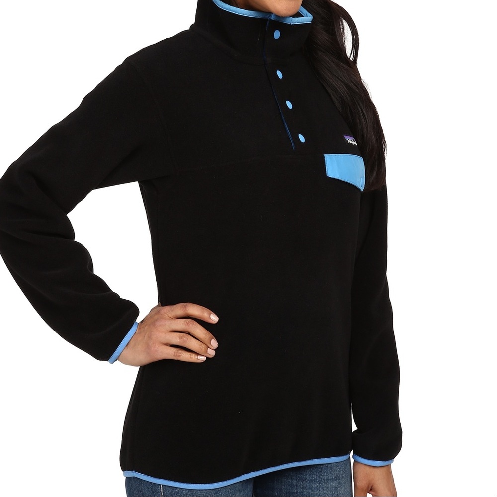 Patagonia Synchilla Fleece Pullover in Black and Bright Blue